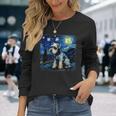 バン・ゴッホ 星月夜ミニチュア・シュナウザー 長袖Tシャツ 彼女への贈り物