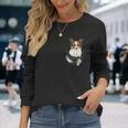 パピヨン愛好家のためのポケットに入った面白いパピヨン 長袖Tシャツ 彼女への贈り物