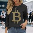 ビットコインシンボル ポケットデザイン ミニマリスト 長袖Tシャツ 彼女への贈り物