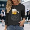 ビール 酒 面白いtシャツ 面白い ジョッキ ポケット 飲み おもしろ 飲み会 のんべえ メンズ ネタ 服 長袖Tシャツ 彼女への贈り物