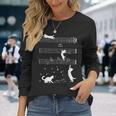 ピアノ音符 遊び心のある猫 長袖Tシャツ 彼女への贈り物