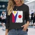 フィリピン 日本 ハーフフラッグ ウェア フィリピン ジャパニーズルーツ 長袖Tシャツ 彼女への贈り物