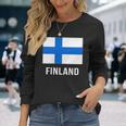 フィンランドの国旗 長袖Tシャツ 彼女への贈り物