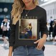 フェルメール 面白いtシャツ アート 牛乳を注ぐ女 絵画 メンズ レディース 面白い 服 美術 油彩画 長袖Tシャツ 彼女への贈り物
