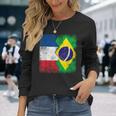 フランス ブラジルの旗 長袖Tシャツ 彼女への贈り物
