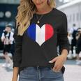 フランス国旗ラブハートフランス国旗 長袖Tシャツ 彼女への贈り物