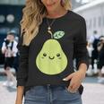 フルーツ 梨 小さなミニマリストのシンプルな梨 長袖Tシャツ 彼女への贈り物