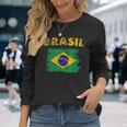 ブラジルの国旗 Brasil 長袖Tシャツ 彼女への贈り物