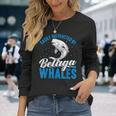 ベルーガクジラに簡単に気を取られる面白いシロイルカ動物。 長袖Tシャツ 彼女への贈り物