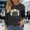 ボンレス犬とボンレス猫 おにぎり ダークカラー 長袖Tシャツ 彼女への贈り物