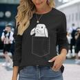 ポケットうさぎ ウサギ好き うさぎ好き うさぎの飼い主 おもしろ うさぎ 兎 長袖Tシャツ 彼女への贈り物