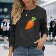 ポケットに入ったニンジン野菜、胸に面白いフルーツニンジン。 長袖Tシャツ 彼女への贈り物