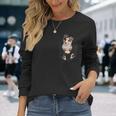 ポケットに入った面白いシェットランドシープドッグ シェルティー愛好家に 長袖Tシャツ 彼女への贈り物