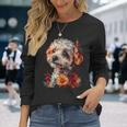 マルチプー犬 グラフィック ペット イラスト マルチプー 長袖Tシャツ 彼女への贈り物