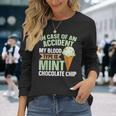 ミントチョコチップフレーバー ワッフルコーン ミントアイスクリーム 長袖Tシャツ 彼女への贈り物