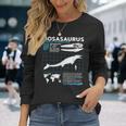 モササウルスファクトシート恐竜科学ファクトシート 長袖Tシャツ 彼女への贈り物