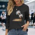 ヤシの木 夏 カラフル 胸 プリント ホリデー 長袖Tシャツ 彼女への贈り物