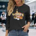 ラーメン寿司ウェルシュ・コーギー・ペンブローク犬 長袖Tシャツ 彼女への贈り物