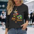 リオデジャネイロブラジルヴィンテージサンバカーニバルダンサーと旗 長袖Tシャツ 彼女への贈り物