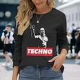 レイバー、Dj、ハードテクノパーティー、フェスティバルのためのテクノバイキング 長袖Tシャツ 彼女への贈り物