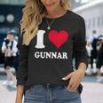 レッドハート I Love Gunnar 長袖Tシャツ 彼女への贈り物