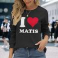 レッドハート I Love Matis 長袖Tシャツ 彼女への贈り物