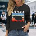 レトロ ビンテージ カピバラ かわいい 動物 長袖Tシャツ 彼女への贈り物