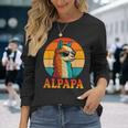 レトロ ヴィンテージ Alpapa アルパカ 恋人 ラマ 父の日 長袖Tシャツ 彼女への贈り物