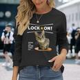 ロックオンなねこ 狙う猫 Cat 長袖Tシャツ 彼女への贈り物