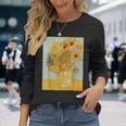 ヴィンセント・ヴァン・ゴッホのひまわり 長袖Tシャツ 彼女への贈り物