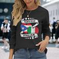 半分イタリア半分プエルトリコの国旗 ハート イタリア プエルトリコ 長袖Tシャツ 彼女への贈り物
