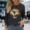 夕日の美しいコンゴウインコ、スカーレットコンゴウインコ 長袖Tシャツ 彼女への贈り物