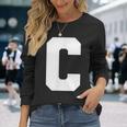 大文字 C アルファベット モノグラム イニシャル 長袖Tシャツ 彼女への贈り物