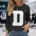 大文字 D アルファベットモノグラム イニシャル 長袖Tシャツ 彼女への贈り物