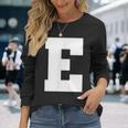 大文字 E アルファベット モノグラム イニシャル 長袖Tシャツ 彼女への贈り物