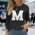 大文字 M アルファベットモノグラム イニシャル 長袖Tシャツ 彼女への贈り物