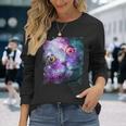 宇宙のかわいいアストロ宇宙猫 長袖Tシャツ 彼女への贈り物