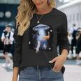 宇宙猫 面白い宇宙猫銀河ufoエイリアンアブダクション 長袖Tシャツ 彼女への贈り物