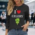 小さな野菜 セロリ ミニマリスト かわいい シンプル セロリ I Love Celery 長袖Tシャツ 彼女への贈り物