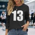 数字 Nhirn 数字 13 プレーン 白 数字 長袖Tシャツ 彼女への贈り物