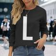 文字l アルファベットモノグラム イニシャル 長袖Tシャツ 彼女への贈り物