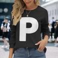 文字p 大文字 アルファベット モノグラム イニシャル 長袖Tシャツ 彼女への贈り物