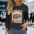 日本の伝統食品 肉 パピルス スクロールアート 和牛 長袖Tシャツ 彼女への贈り物