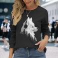 日本スピッツ 犬 ペット 音楽 ヘッドホン 日本スピッツ 長袖Tシャツ 彼女への贈り物