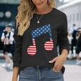 星条旗 アメリカ国旗 音符 長袖Tシャツ 彼女への贈り物