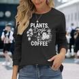 植物 犬 コーヒー おもしろ ガーデニング 犬好き ギフト 長袖Tシャツ 彼女への贈り物