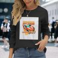 楽しいクールなレーシングカーイラスト 長袖Tシャツ 彼女への贈り物
