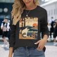 浮世絵 アート 神奈川 ヴィンテージ 日本のタトゥーアート 猫 グラフィック 長袖Tシャツ 彼女への贈り物