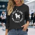 犬 おもしろ おしゃれ イヌ 可愛い プードル トイプードル シルエット 長袖Tシャツ 彼女への贈り物
