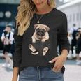 犬好き ギフト パグ イン バッグ 長袖Tシャツ 彼女への贈り物